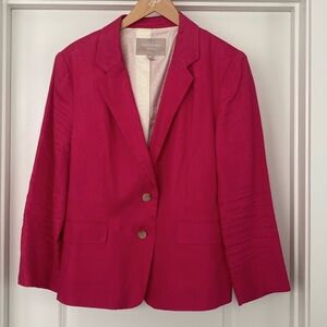 Fuchsia pink Banana Republic linen blazer
